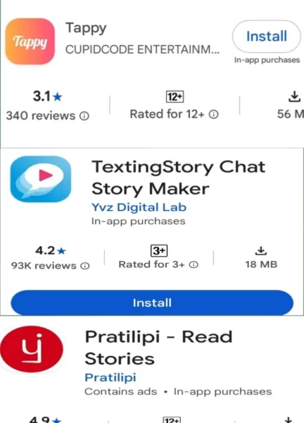 Best chat story writing apps Tappy TextingStory Pratilipi Hindi