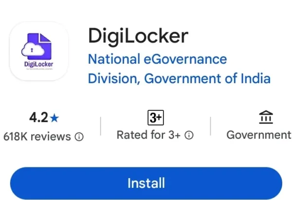 Google Play Store पर DigiLocker ऐप डाउनलोड और इंस्टॉल करने का विकल्प