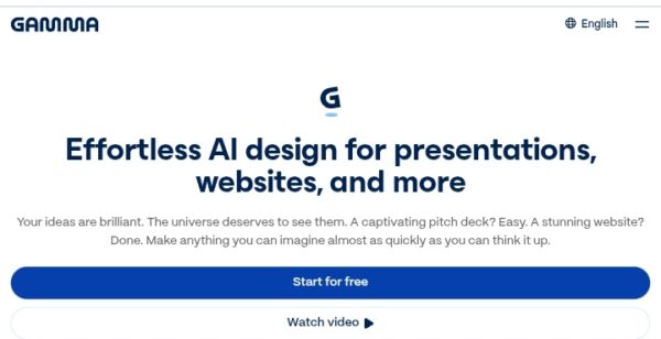 Gamma AI earning app interface for creating presentations and websites to earn money online