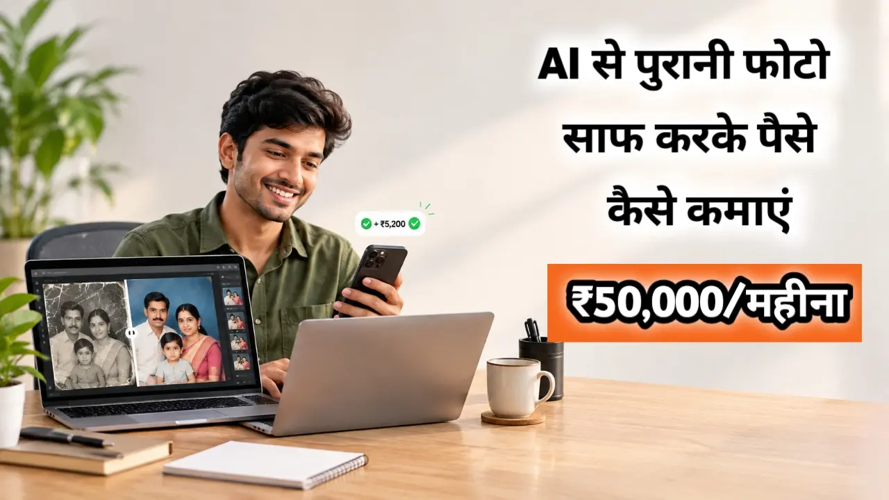 Make money AI photo restoration by restoring old photos and earning 50000 per month